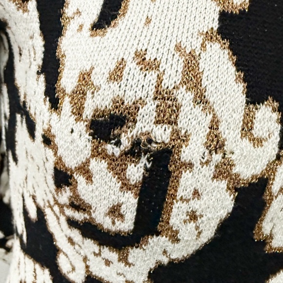 Gianni Bini Sweater Dress Small Black Cream Baroque Print Long Sleeve Bodycon - Picture 8 of 9